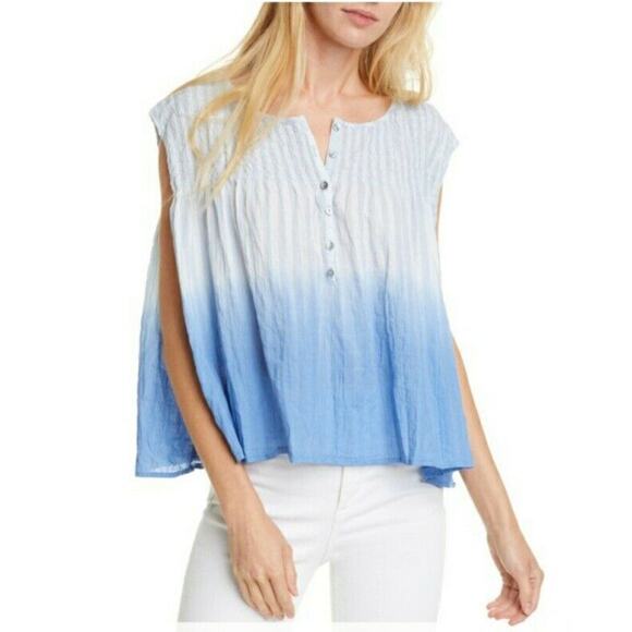 Free People Top Women XS Blue Smocked Tank Boho Festival Peasant Cottagecore NEW - Picture 9 of 13